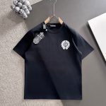 Chrome Hearts Short Sleeves Black Cotton Pure Wool Spring Autumn Embroidery