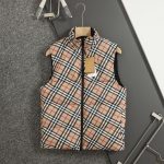 Burberry Vest Red Duck Down Nylon Fleece Twill Fabric Minimalist Style Patch Zippered Pocket