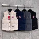 Canada Goose Vest Red Cotton Wool Down Street Style Winter Embroidery Zippered Pocket