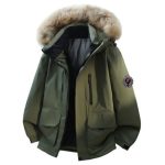 Monk Down Jacket Green Cotton Gabardine Streamlined Cut