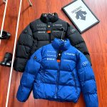 Descente Down Jacket Red Cotton Feather Goose Adhesive Nylon Velvet Pu Leather Relaxed Silhouette Color Blocking