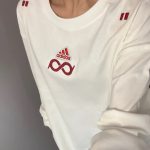 Adidas Long-Sleeved T-Shirt Red Cotton Pure Spring Autumn Embroidery