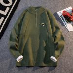 Fila Sweater Green Wool Down Exquisite Workmanship Autumn Winter Slim Fit