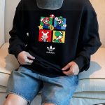 Adidas Sweatshirt Black Cotton Fleece Autumn