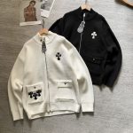 Chrome Hearts Coat Red Cotton Pure Street Style Understated Embroidery