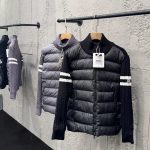 Moncler Outerwear Red Wool Feather Duck Down Fleece Exquisite Workmanship Elegant Black Winter Slim Fit Patch Side Pockets
