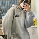 North Hoodies Black Cotton Fleece Fabric Embroidery