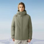 Descente Coat Green Duck Down Plush Lace Winter