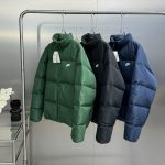 Nike Down Jacket Red Winter Side Pockets Zippered Pocket