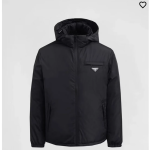 Prada Outerwear Black Feather Duck Down Nylon Fabric Quilted Pattern