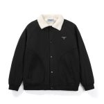 Prada Outerwear Red Wool Lambswool Genuine Leather Suede Autumn Winter And