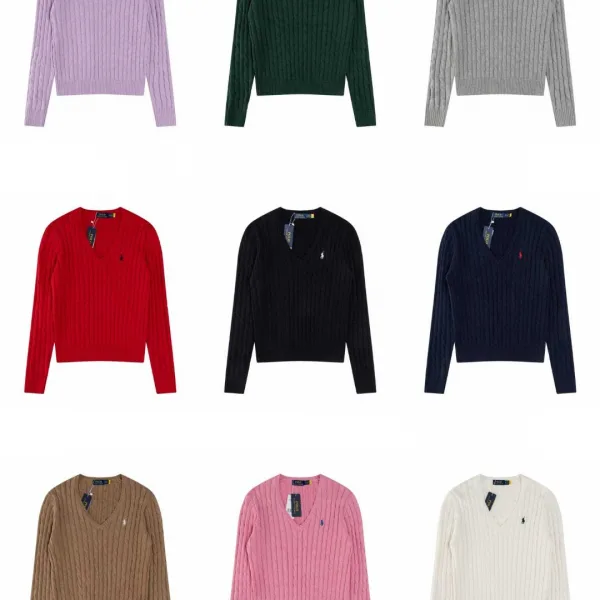 Ralph Lauren Sweater Red Cotton Pure Cable Knit Easy To Match Embroidery