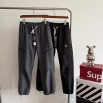 Stone Island Cargo Pants Red Gore-Tex Fleece Woven Fabric Slim Fit Side Pockets
