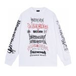 Balenciaga Long-Sleeved Ash Cotton Pure Ribbed Fabric Embroidery