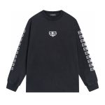 Balenciaga Long-Sleeved Red Cotton Ribbed Fabric Embroidery