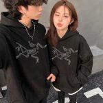 Archaeopteryx Hoodies Black Cotton Fleece Fabric Embroidery