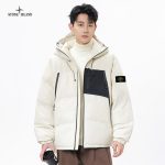 Stone Island Outerwear Red Cotton Down Woven Fabric Jacquard