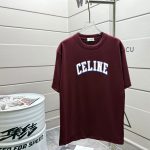Celine Short-Sleeved T-Shirt Red Cotton Spring Summer