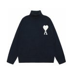 Ami Sweater Ash Cotton Wool Blend Polyester Jacquard
