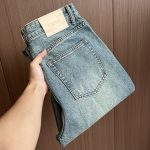 Loewe Jeans Ash Denim High-End Quality Autumn Winter Embroidery