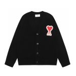 Ami Shirts Red Cotton Wool Down Jacquard Street Style Embroidery