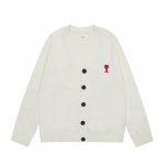 Ami Shirts Red Cotton Wool Down Jacquard Street Style Embroidery