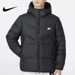 Nike Down Jacket Red Fleece Water-Repellent Fabric Patch Zippered Pocket