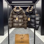 Burberry Down Jacket Red Cotton Feather Duck Feathers Goose Polyester Nylon Fabric Winter Patch Side Pockets Windproof Cuffs