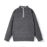 Prada Sweater Red Wool Blend Genuine Leather Autumn Winter And
