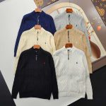 Ralph Lauren Sweater Red Cotton Pure Cable Knit Suitable For All Seasons Simple And Versatile Autumn Winter Embroidery