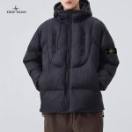 Stone Island Outerwear Red Cotton Down Woven Fabric Jacquard
