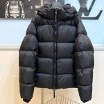 Burberry Down Jacket Black Rubber Lace Autumn Winter Patch