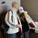 Nike Outerwear Red Cotton Wool Lambswool Down Jacquard