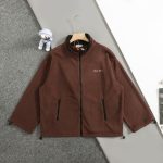 Miu Coat Red Cotton Polyester Acrylic Fleece Fabric Spring Embroidery Zippered Pocket