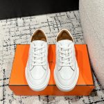 Hermes Sneakers White Sheepskin Cowhide Pu Outsole Tpu Simple And Versatile Urban Style