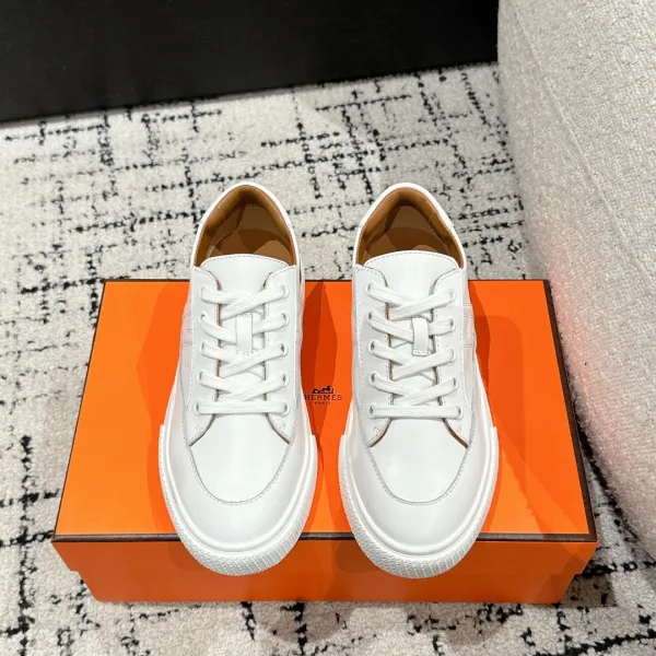Hermes Sneakers White Sheepskin Cowhide Pu Outsole Tpu Simple And Versatile Urban Style