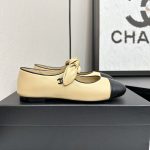 Chanel Mary Jane Shoes Black Genuine Leather Cowhide Spring Early Color Blocking