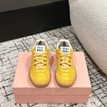 Miu Sneakers Red Down Natural Rubber Sheepskin Suede Cowhide Outsole