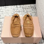 Miu Loafers Red Sheepskin Cowhide Rubber Spring Summer