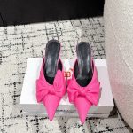 Balenciaga Slippers Red Silk Genuine Leather Sheepskin