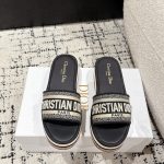 Dior Slippers Red Cotton Cowhide