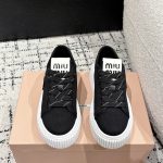 Miu Sneakers Red Silk Cowhide Rubber Easy To Match Spring Early