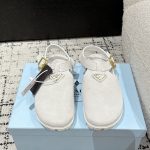 Prada Sandals Red Sheepskin Suede