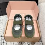 Miu Sneakers Wool Suede Cowhide Rubber Outsole Spring Summer