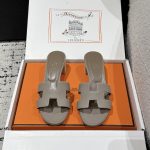 Hermes Slippers Color Genuine Leather Sheepskin Cowhide Denim Spring Summer Embroidery