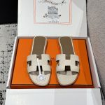 Hermes Slippers Color Genuine Leather Sheepskin Cowhide Denim Spring Summer Embroidery