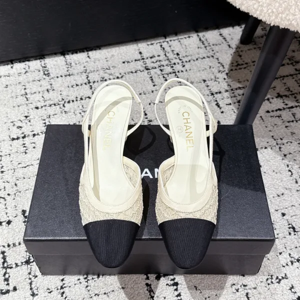 Chanel Ballet Shoes Genuine Leather Sheepskin Woven Fabric