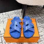 Hermes Sandals Red Top-Grain Cowhide Sheepskin Woven Upper Summer