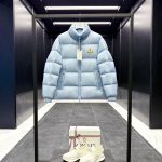 Moncler Outerwear Red Eva Goose Down Nylon Fabric Patch Zippered Pocket