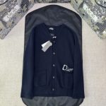 Dior Cardigan Red Cotton Combed Nylon Enhanced Comfort Minimalist Style High-End Quality Embroidery Patch